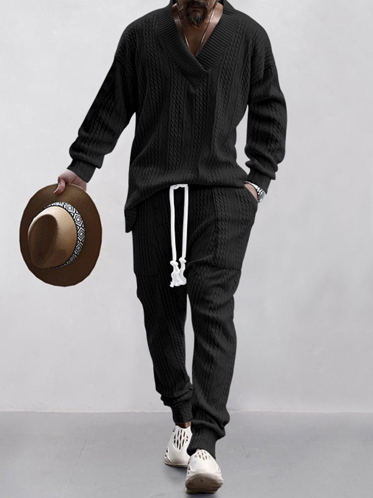 🔥Men's Athletic Jacquard Knit Tracksuit Set