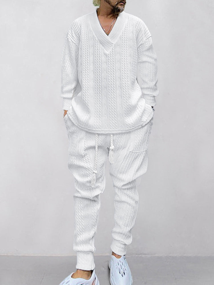 🔥Men's Athletic Jacquard Knit Tracksuit Set