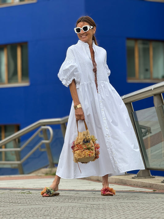 Phoebe White Classic Dress - Timeless Minimalist Elegance